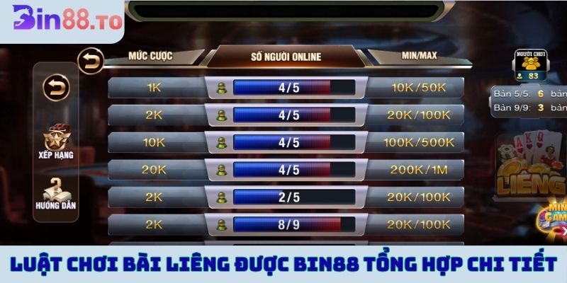 Luật chơi bài liêng được Bin88 tổng hợp chi tiết