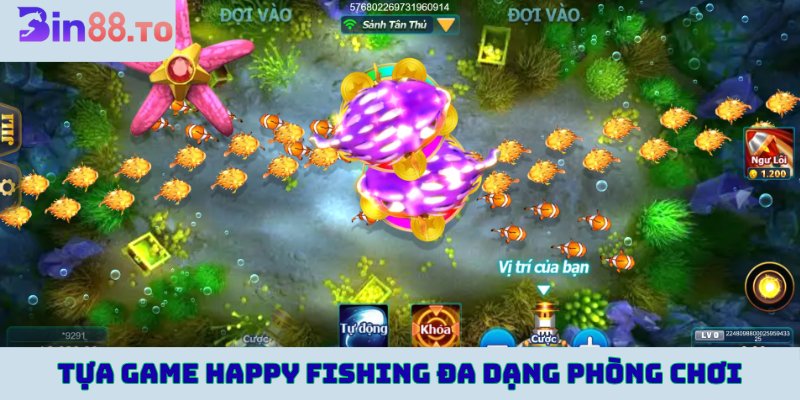 Tựa game Happy Fishing đa dạng phòng chơi